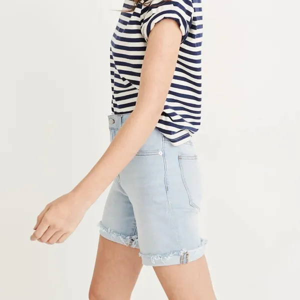 Madewell Mid Length Shorts Size 23 Blue Light Wash High Rise Preppy Coastal Chic - Image 2