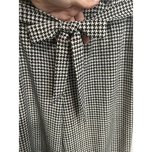 BeBop Black White Plaid Tie Front Wide Leg Pant M, Casual Travel Office Comfort - Image 2