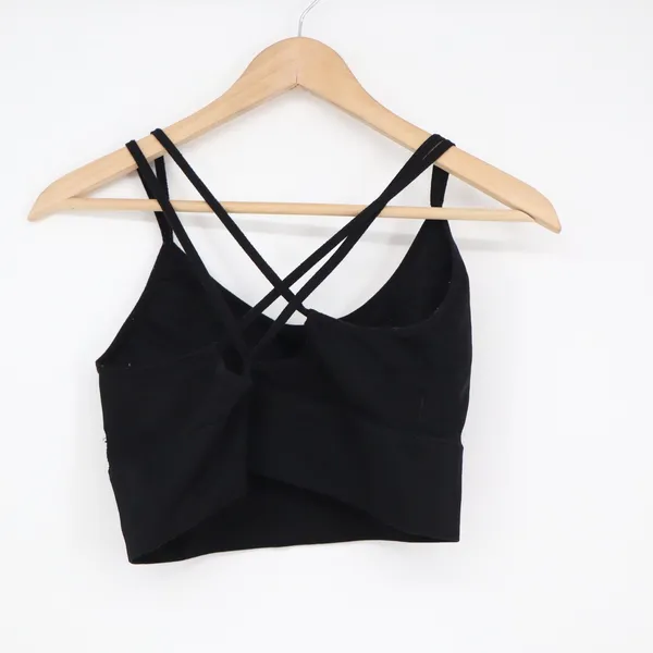 Seamless Ribbed Strappy Back Sports Bra Black XL Activewear Crop Top - Image 4