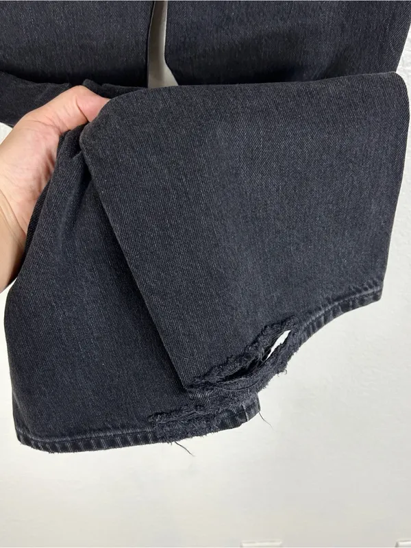 AGOLDE Lana organic cotton dark gray black straight leg distressed jeans size 30 - Image 6