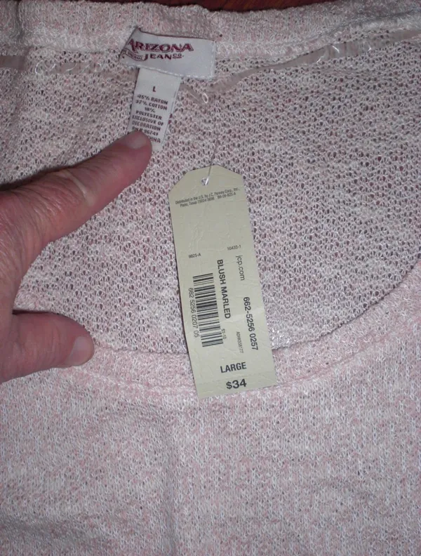 ARIZONA -Long sleeve tunic top - large - blush marked shirt - nwt - Image 3