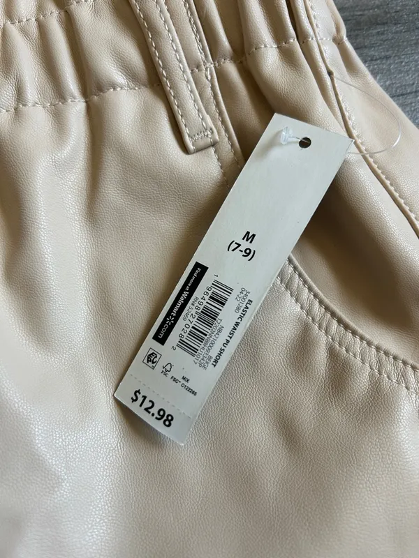 No Boundaries Cream High-Waist Faux Leather Women’s Shorts - Image 4