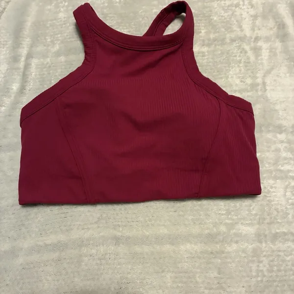 Lululemon Ribbed Nulu High-Neck Yoga Bra Light Support, B/C Cup size 8 Red Pink - Image 2