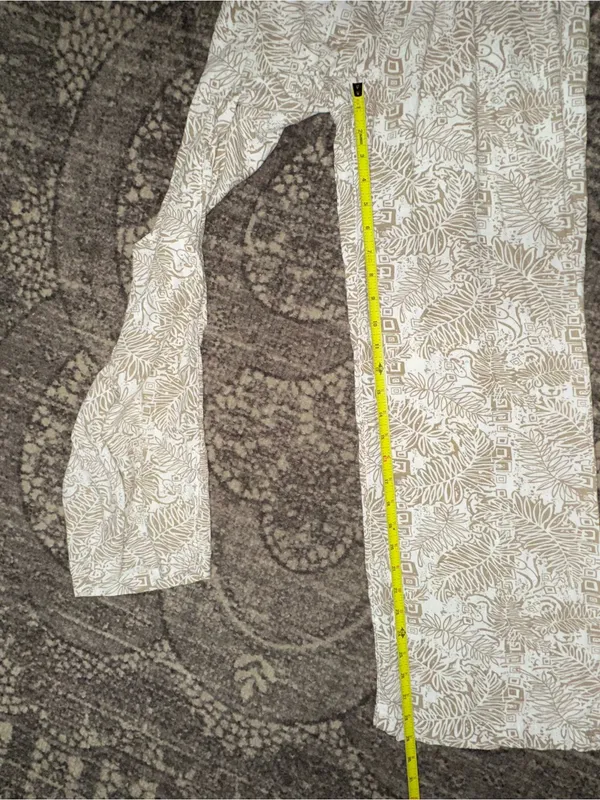 Cali1850 Los Angeles Women’s Size S Tan Beige White Tropical Printed Wide Pants - Image 10