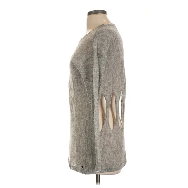 One Grey Day Alpaca Merino Wool Blend Back Cutout Sweater Gray Size L - Image 4
