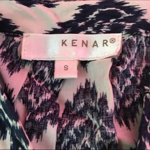 Kenar Womens Tank Top Shell Size Small Sleeveless Blue Ikat‎ Print - Image 3