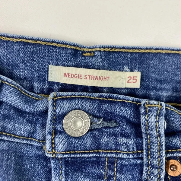 Levis Jeans Womens W25 L26 Blue Wedgie Straight High Rise Button Fly Denim‎ - Image 6