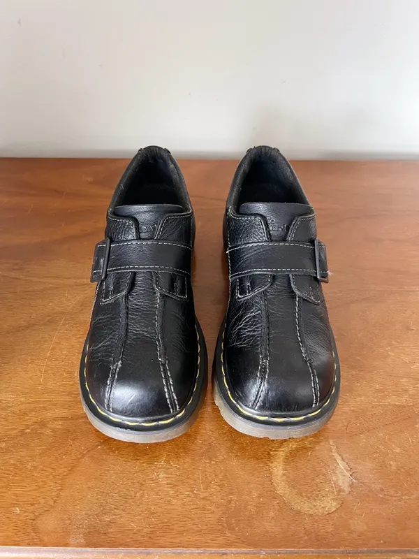 Dr Martens • vintage 12282 platform shoes black leather monk strap chunky - Image 3