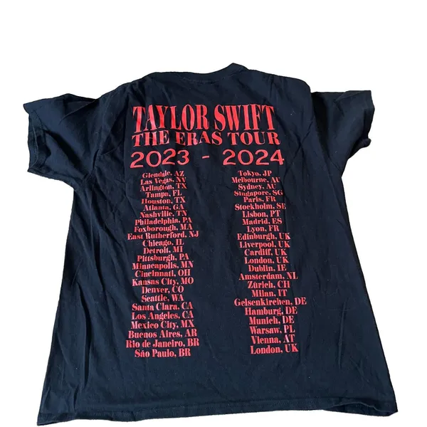 Taylor Swift Eras Tour 2023 2024 Concert T-Shirt L Black Double Sided Tee - Image 4