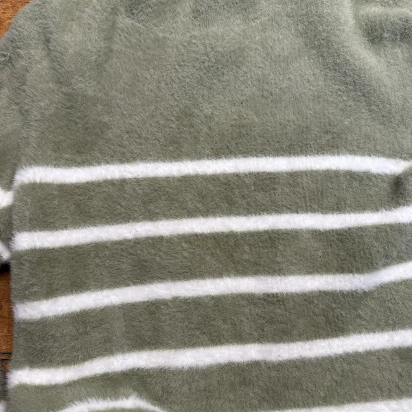 Bailey 44 Sweater Sz Medium Mock Neck Soft Pullover Stripped Fuzzy‎ Knit - Image 2