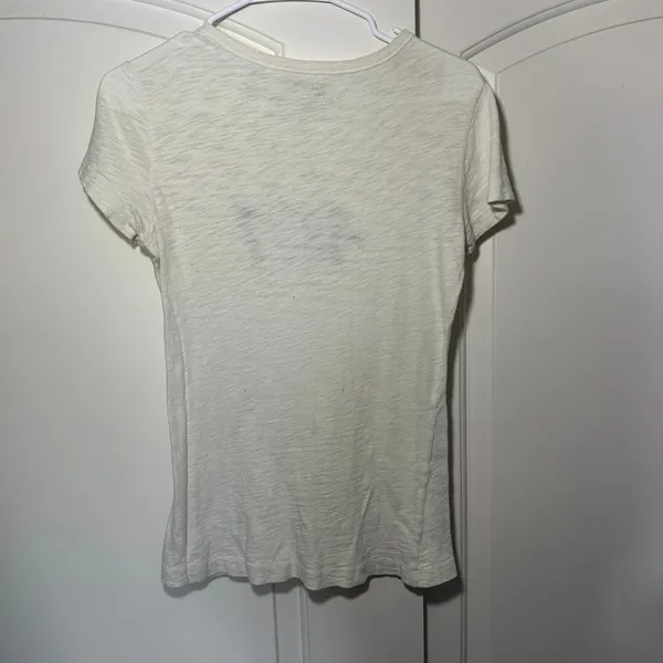 American Eagle Outfitters Y2K 1977 Embroidered Baby Tee‎ Womens M Cream Top - Image 4