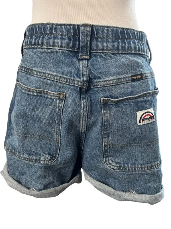 Wrangler High Rise Denim Carpenter Shorts Distressed Cuffed - Image 3