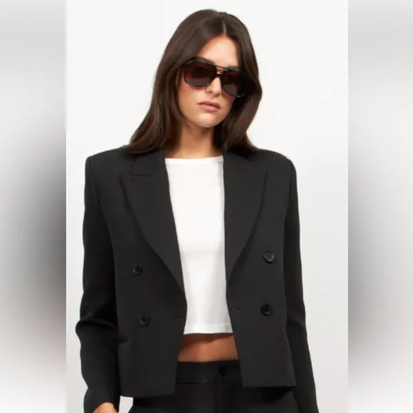 Equipment Femme Ori Black Double-Breasted Jacket - Image 5