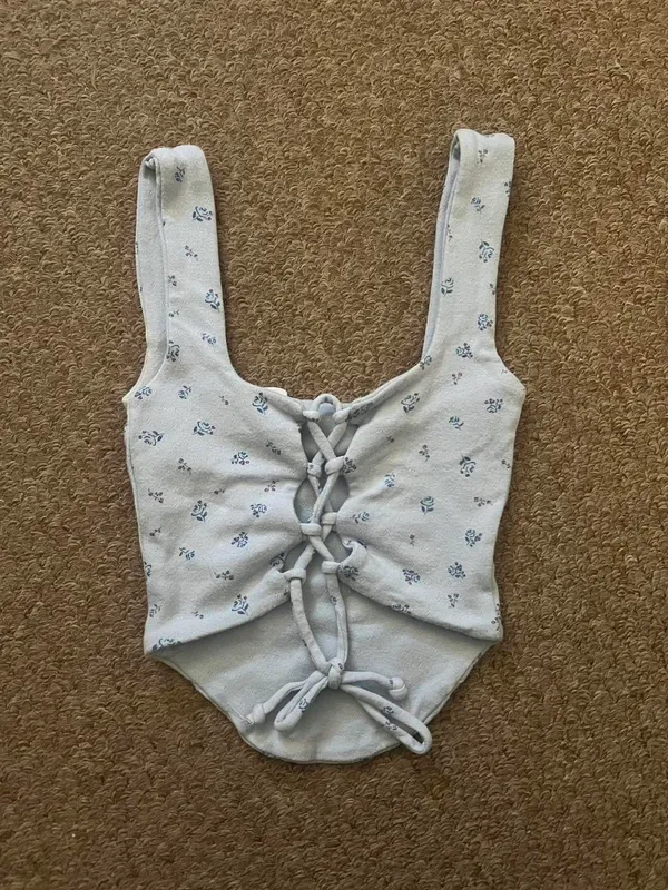 Cotton On blue corset top with tie on the back #corsettop Very soft and stretchy material Can also fit a S or even M No flaws - Image 5