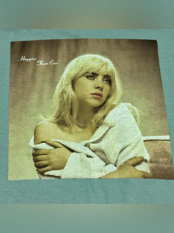 Billie Eilish Graphic Tee in Light Sage Green S - Image 4