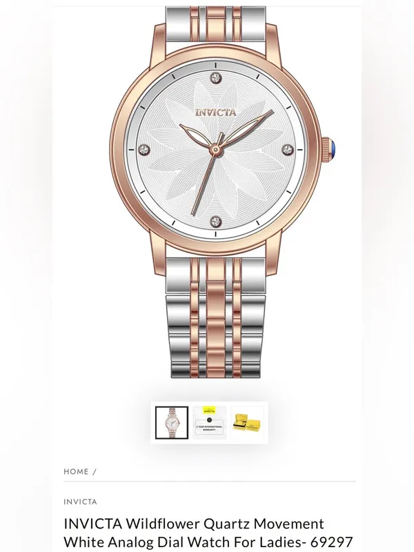 Invicta Wildflower Collection Tigerlily Two-Tone Silver and Rose Gold Watch NWT! - Image 2