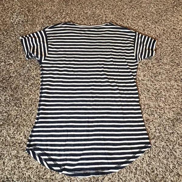 Madewell‎ Womens Navy Blue White Striped Short Sleeve Crew Neck Tee E7709 XS - Image 6