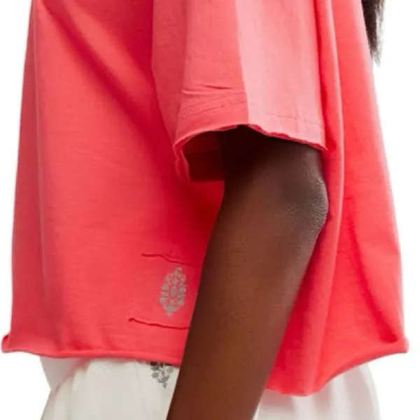 Free People Movement NWT Inspire Cotton Graphic T-Shirt Women’s XL Hibiscus Pink - Image 4