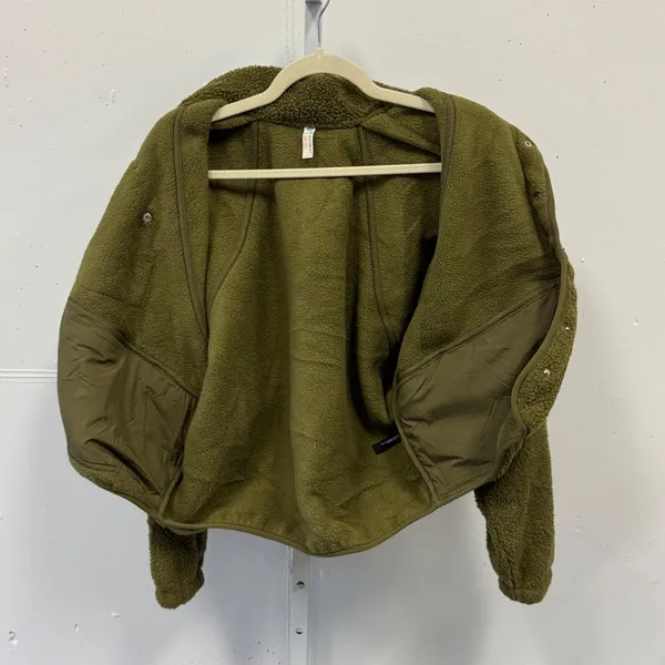 Free People FP Movement Hit The Slopes Fleece Jacket Olive Green XS OB1011351 - Image 4