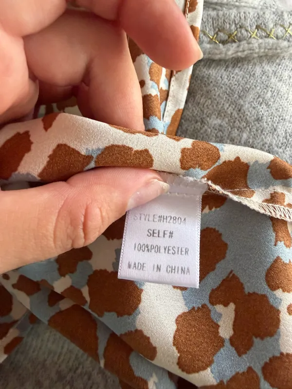 Jodifl Brown Blue Giraffe Print Silky Top - Image 6