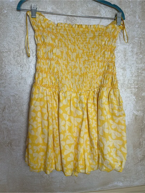 Free People Annalise Mini Smocked Bubble Dress Floral Beach Ball Combo New Sz XL - Image 6