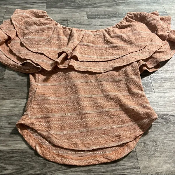 Free People Open Weave Jacquard Knit Wide Scoop Neck Heirloom Blouse Top; XS - Image 8