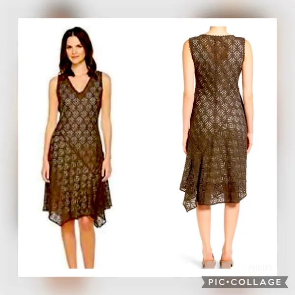 Nic + Zoe First Bloom Dark Truffle Brown Lace Overlay Dress XS - Image 14