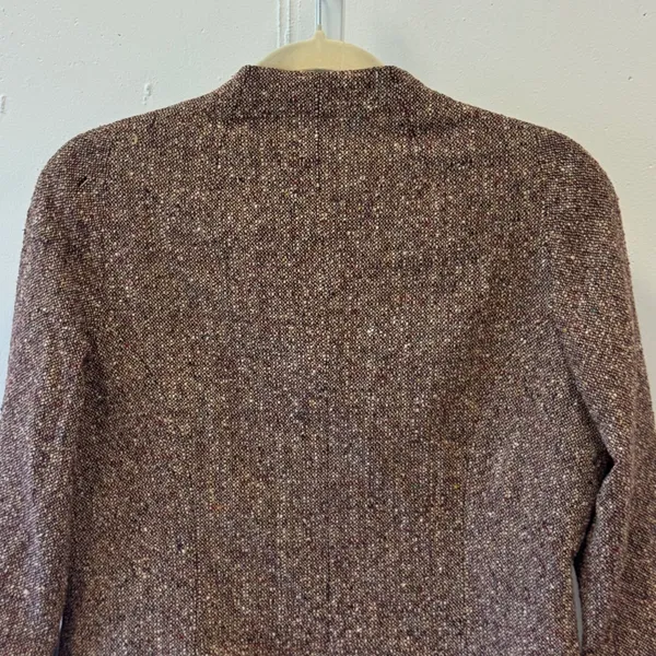Vintage Philippe Adec Paris Wool Tweed Blazer Jacket Brown Burgundy Size 12 - Image 7