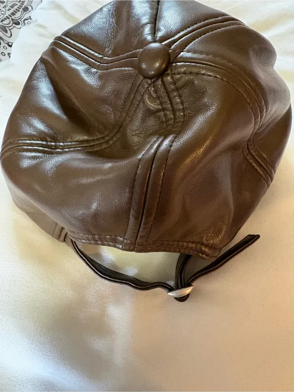 Steve Madden Brown Leather Baseball Cap - Image 3