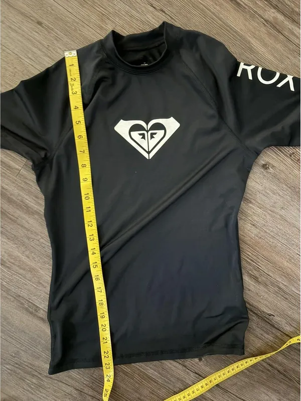 Roxy Whole Hearted SS Rash Guard - Black Medium 90s Y2K - Image 3