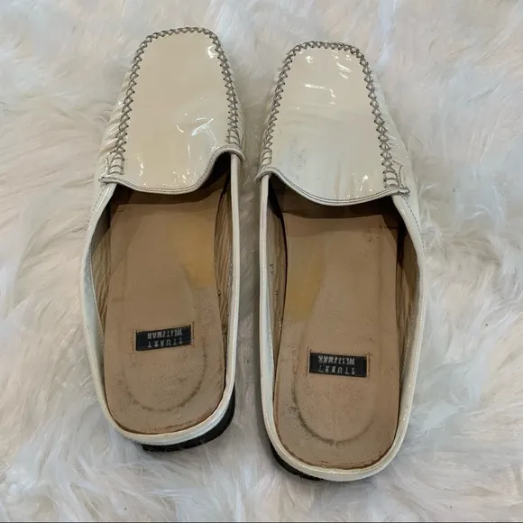 Stuart Weitzman white mules leather size‎ 10AA - Image 4