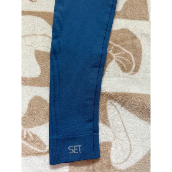 SET Active Leggings High Waisted Athletic Yoga‎ Pants Blue XS - Image 3