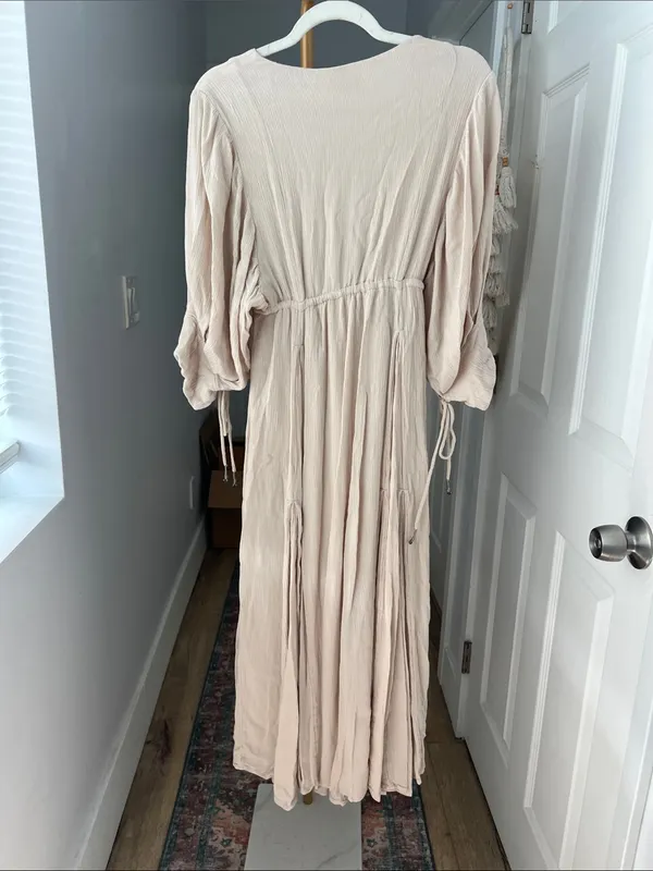 Free People Free-Est Just Like Paradise Maxi Flowy Dress Boho Neutral XS - Image 6