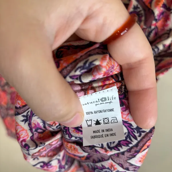 Natural Life Pink Red Floral Paisley Boho Tunic Dress Sz S Boho Cottagecore Cute - Image 5