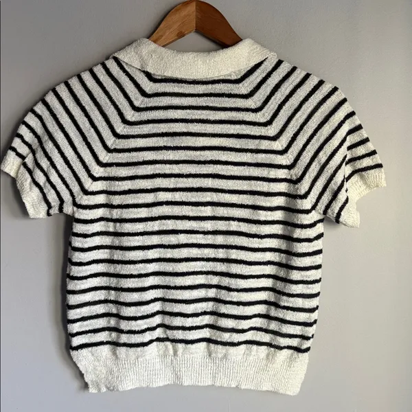 Alex Mill Clifford Sweater in a black and ivory striped Small - Image 3