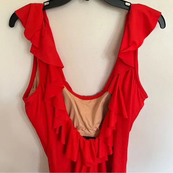 Women’s J. Crew Ruffle‎ Scoopback One Piece Swimsuit Size 16 Red Beach Summer - Image 14