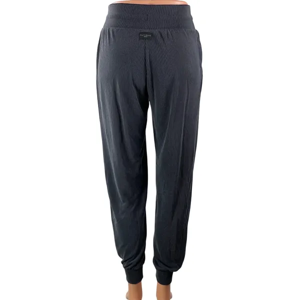 Victoria's Secret Womens Black Ribbed Knit Drawstring Trouser Jogger Pants Sz XS - Image 3