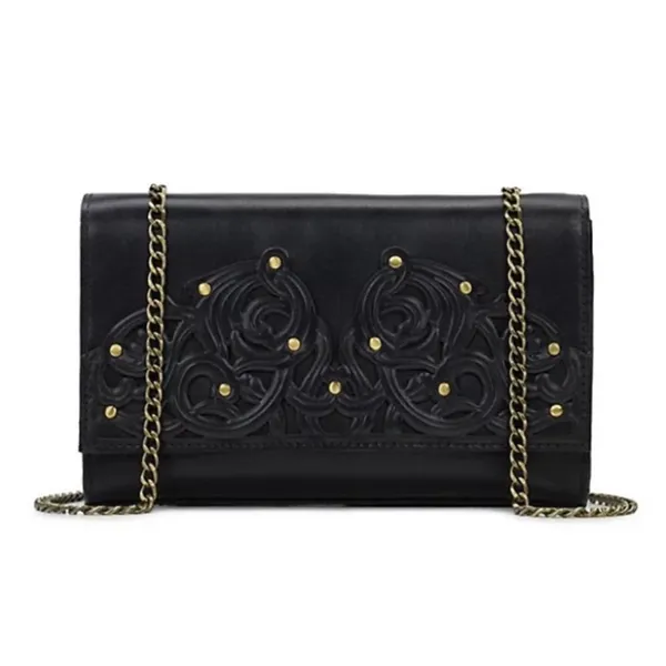 Patricia Nash Leather Clutch Crossbody Chain Bag Studded Italian Leather - Image 2