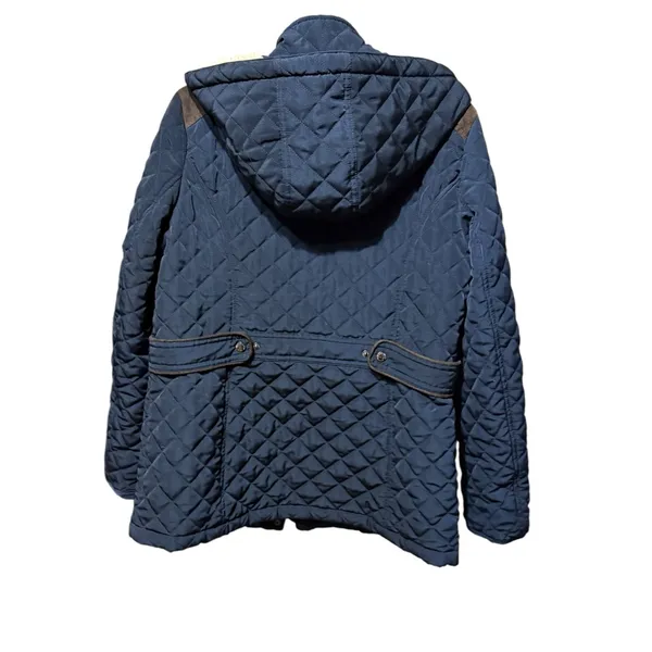 Laundry by‎ Shelli Segal Fleece-Lined Hooded Coat Navy Blue Quilted Sz L - Image 4