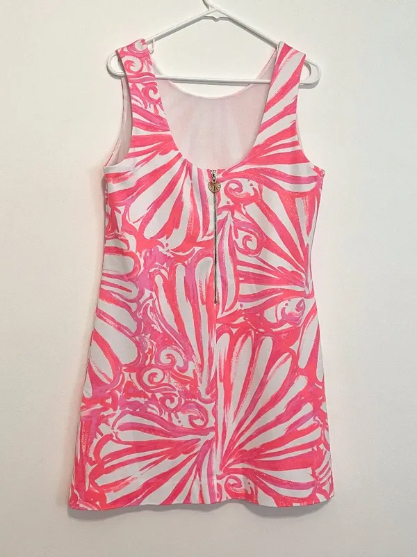 LILLY PULITZER Callie Shift Dress Pink Sun Ray Shimmy Shimmy Neon Seashell Large - Image 13