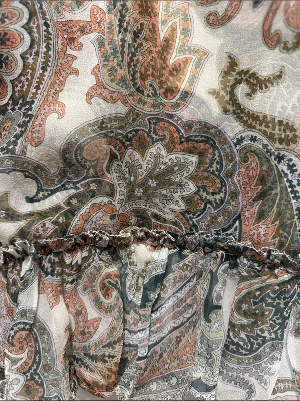 Veronica Beard 100% Silk Paisley Halter Tank - Green, Cream, Coral Size 8 - Image 7