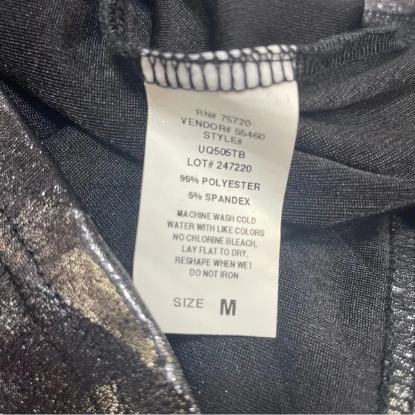 BKE Metallic Shimmer Cami Tank Top Silver Black V-Neck Spaghetti Strap Medium - Image 8