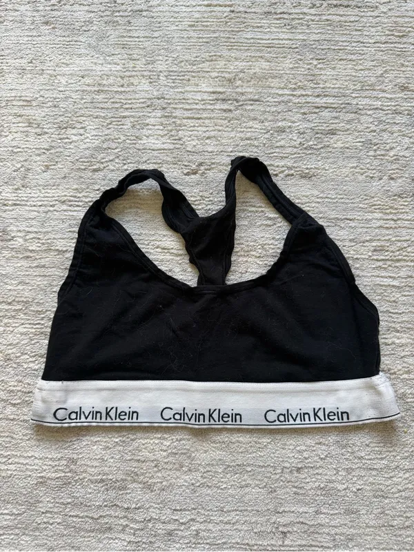Calvin Klein Black & White Logo Sports Bra (Size Small) - Image 4