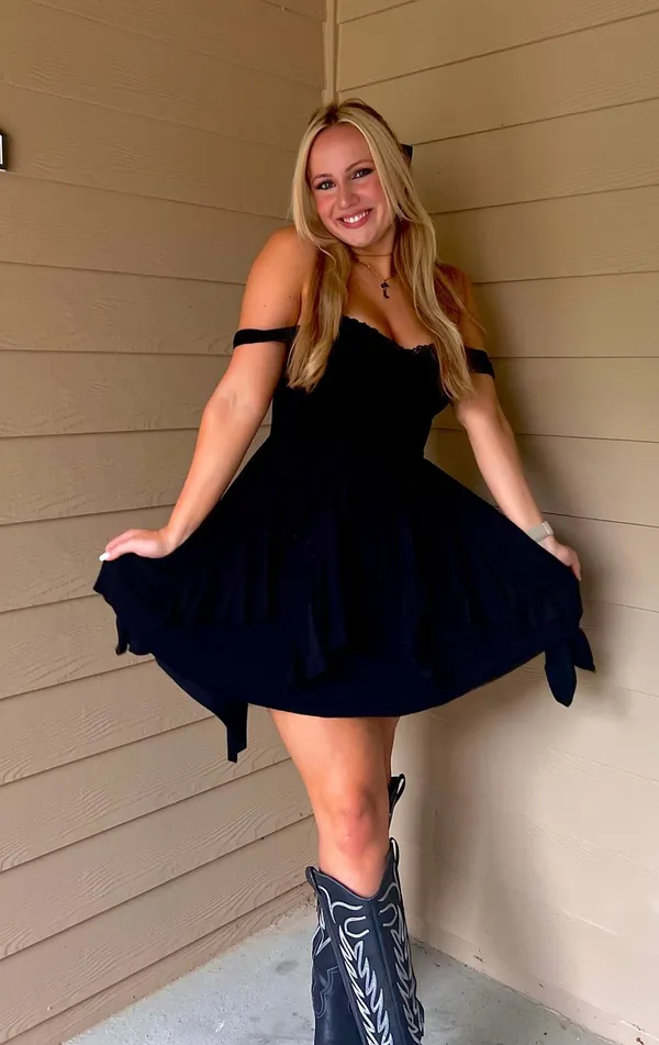 Free People Lace Black Strappy Dress Mini - Image 6