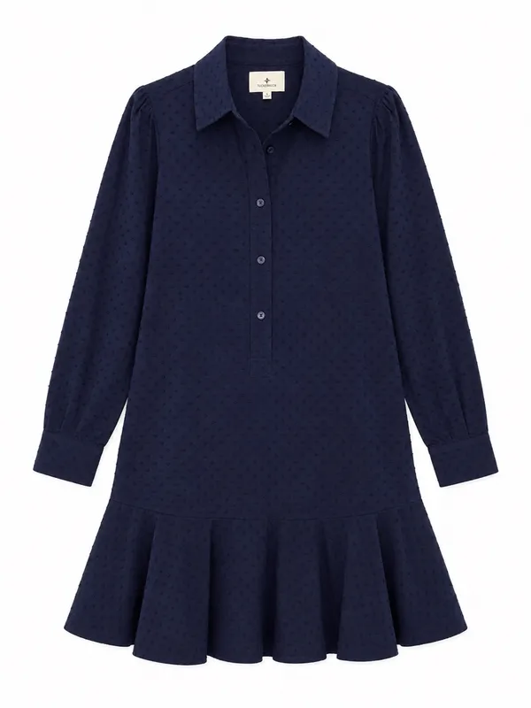 Tuckernuck Callahan Navy Swiss Dot Shirt Dress - Image 2