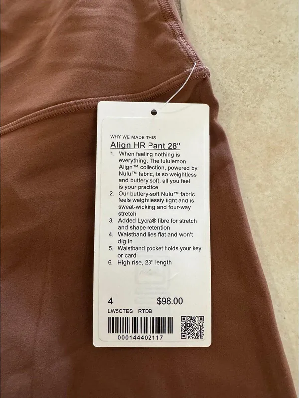 Lululemon Align High Rise 28” Roasted Brown Size 4 NWT - Image 5