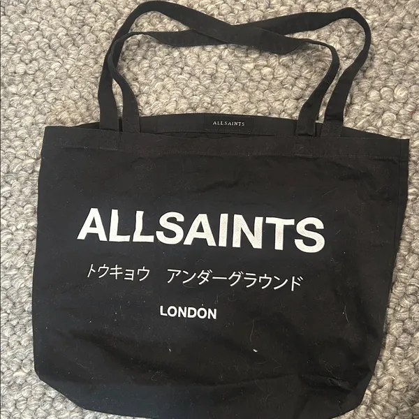 AllSaints London Black Canvas Tote Bag - Image 3
