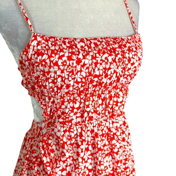 NWT Revolve NIA Open Back Smocked Floral Mini Dress Orange Size S - Image 6