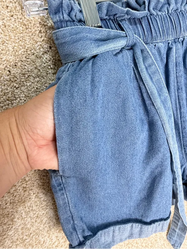 Imperfect‎ 100% cotton xs shorts American Eagle denim front tie belted pockets - Image 5