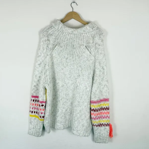 BDG Urban Outfitters Anissa Cream Knit Multicolored Fringe Mockneck Sweater - Image 6